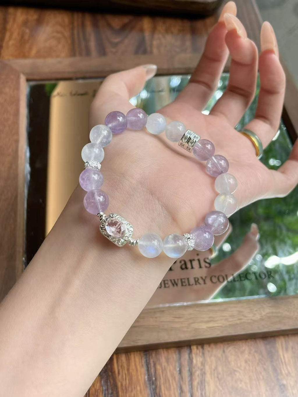 AAPLUS Crystals: Harmony Bracelet - Amethyst and Celestial Blue Moonstone