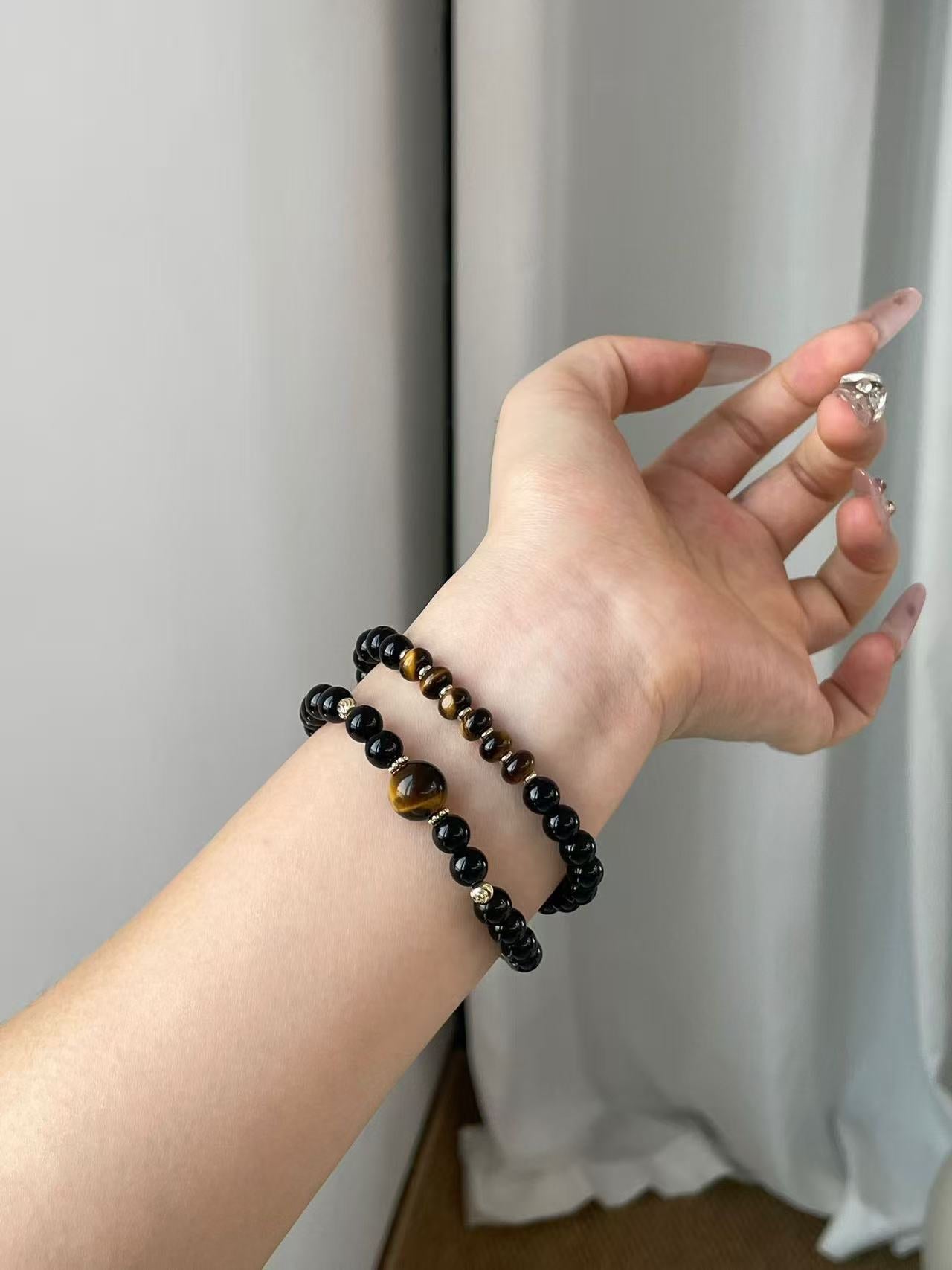 AAPLUS Crystals: Obsidian and Tiger's Eye Harmony Bracelet