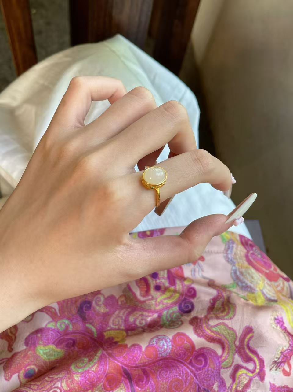 AAPLUS Crystals - Natural Hetian Jade Ring