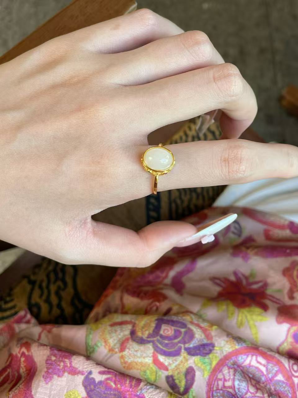 AAPLUS Crystals - Natural Hetian Jade Ring