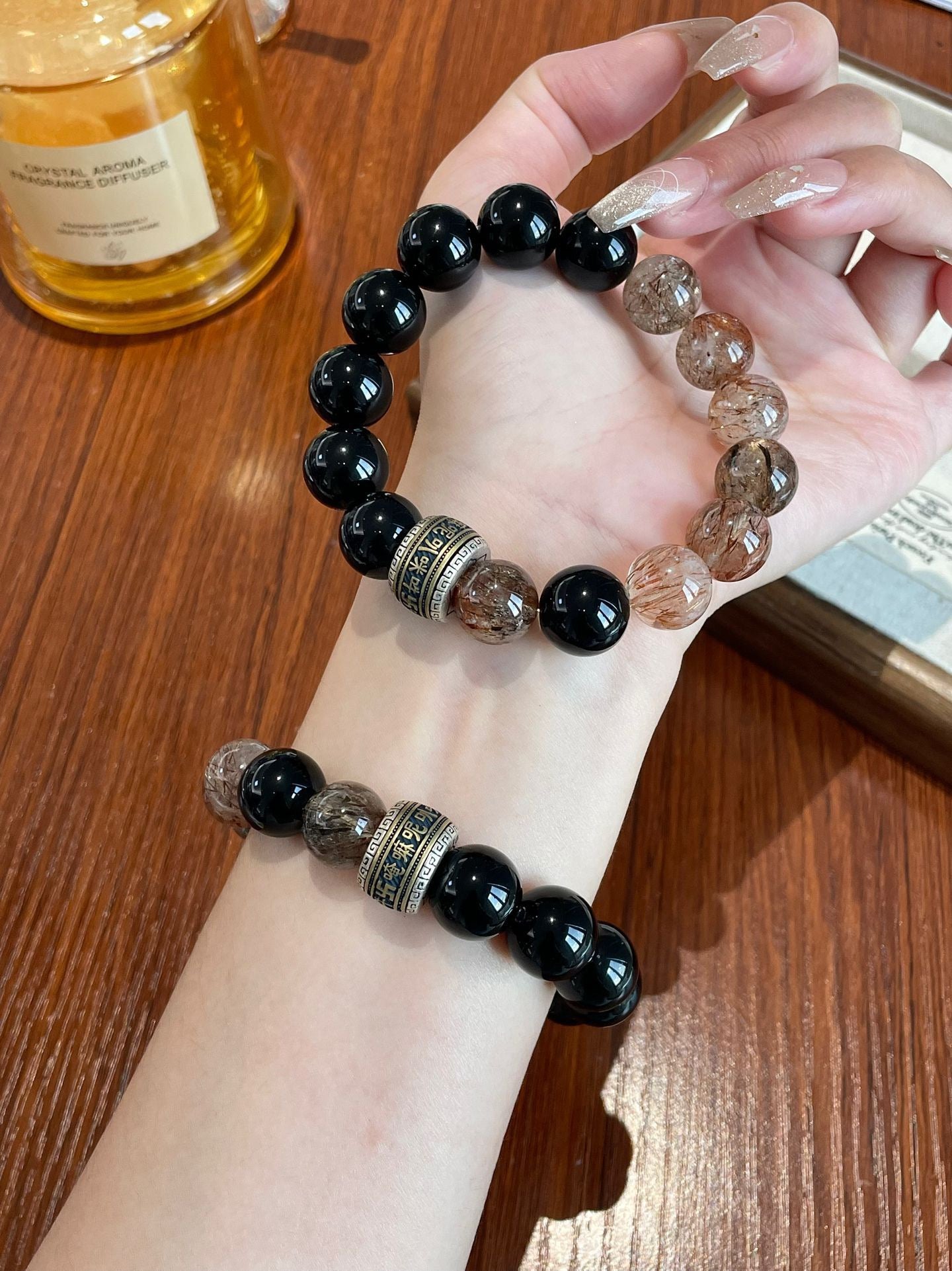 AAPLUS Crystals: Obsidian Protection Black Gold Super Bracelet
