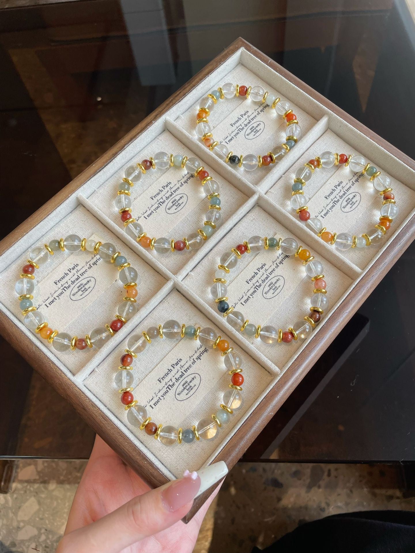 AAPLUS Crystals: Minimalist Rainbow Moonstone and Clear Quartz Bracelet