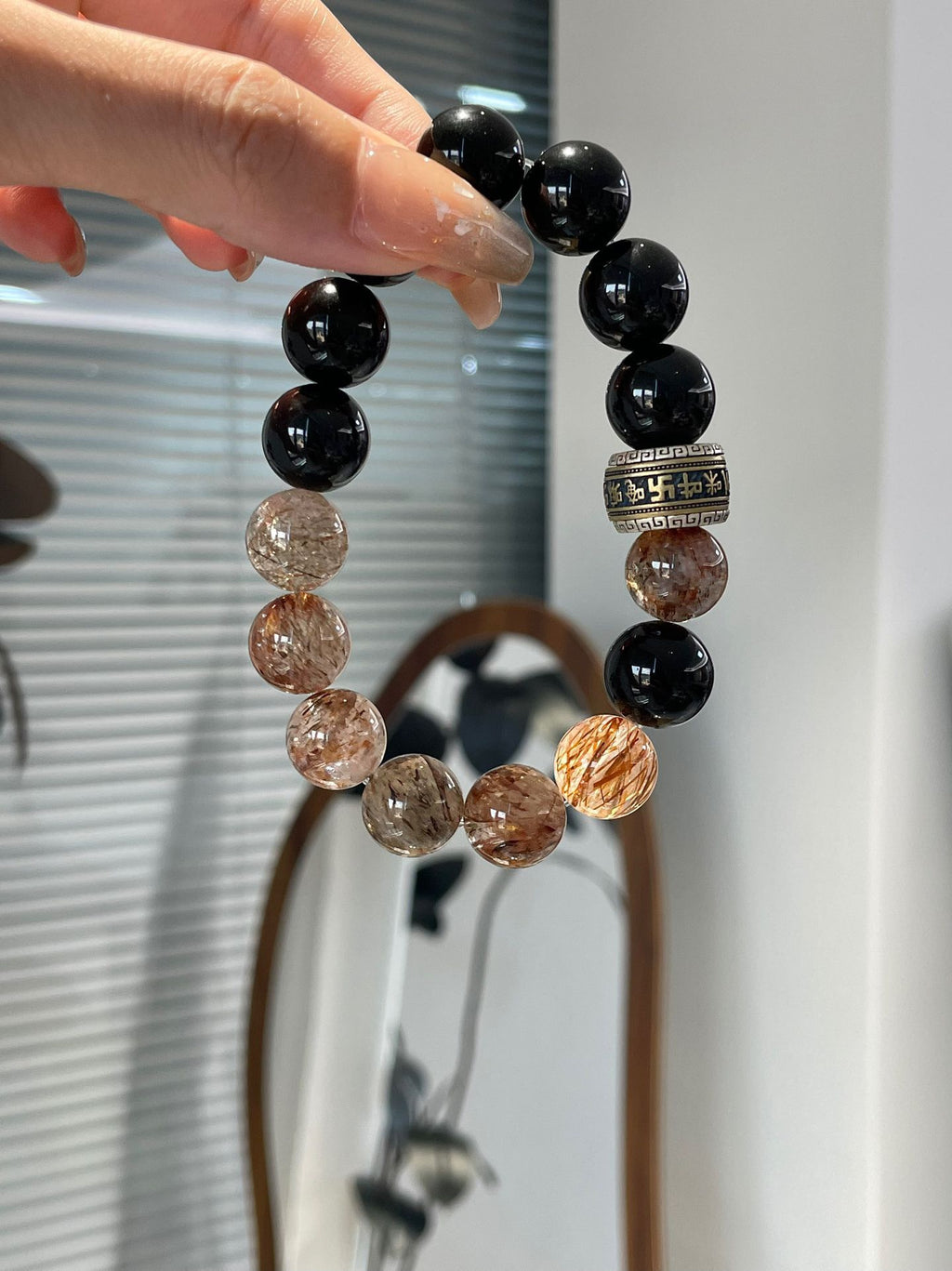 AAPLUS Crystals: Obsidian Protection Black Gold Super Bracelet