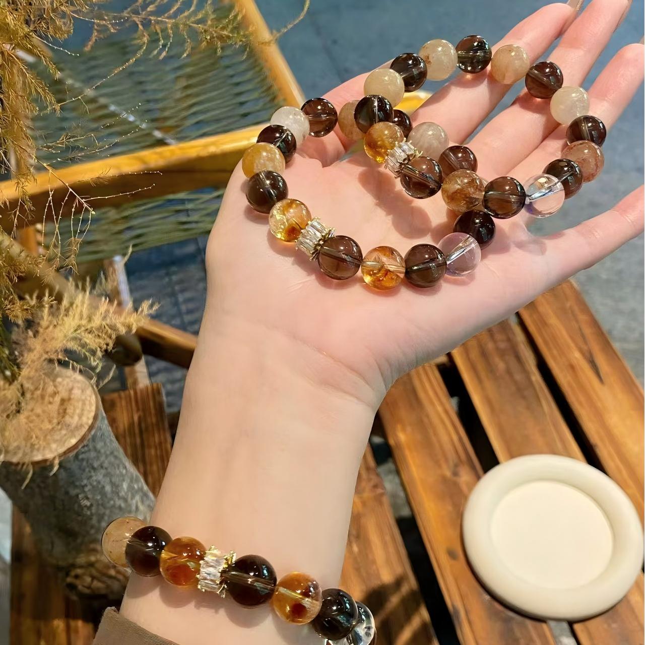 AAPLUS Crystals - Smoky Quartz, Phantom Quartz & Yellow Tower Crystal Energy Raw Stone Set
