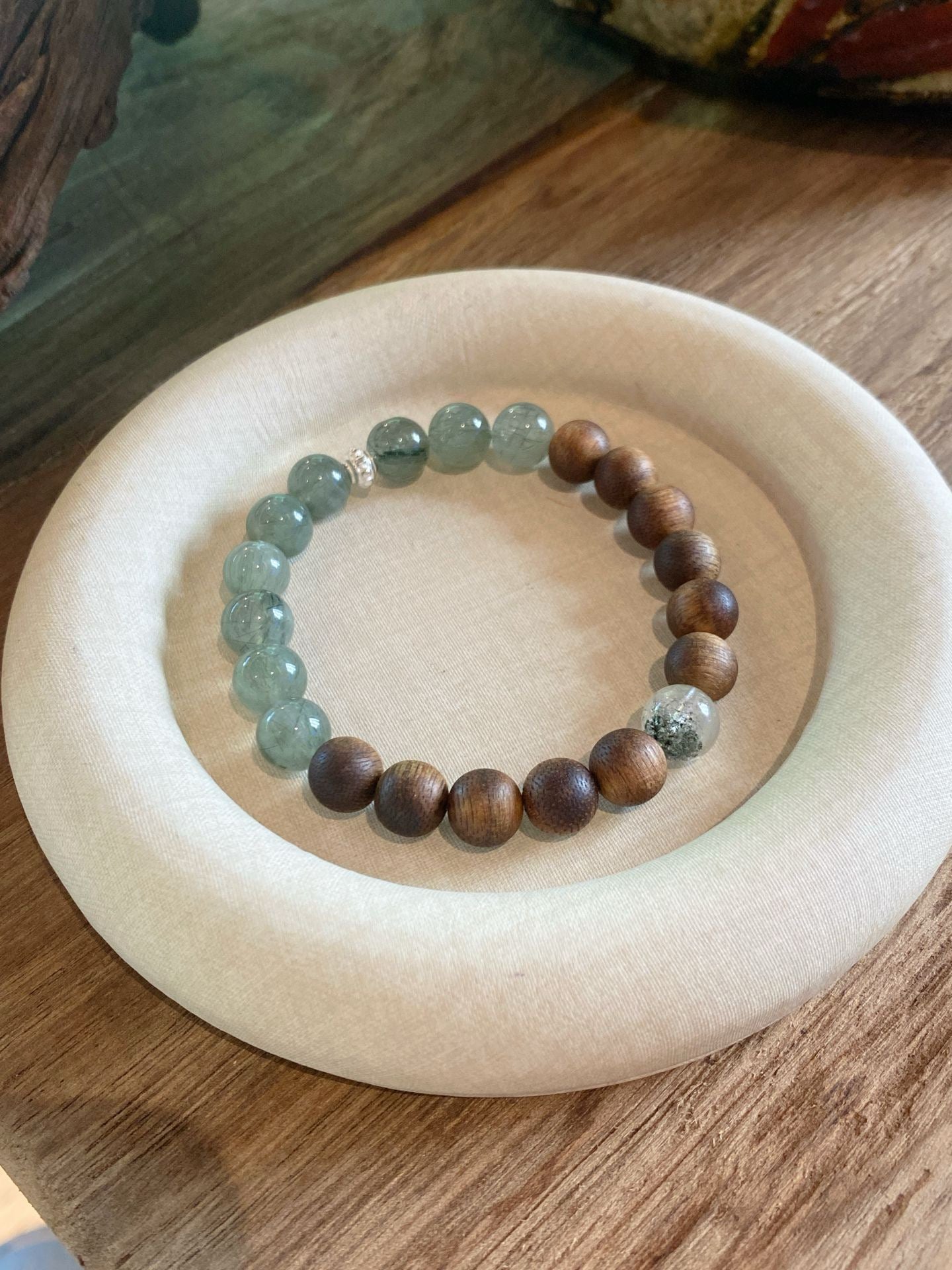 AAPLUS Crystals | Green Phantom & Green Rutilated Quartz with Kyara Agarwood Bracelet