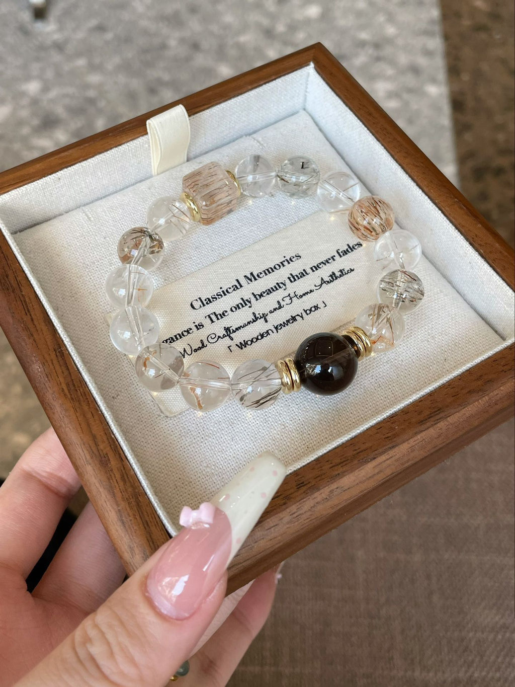 AAPLUS Crystals | Black Rutilated and Smoky Quartz Stone Bracelet