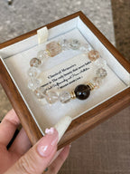 AAPLUS Crystals | Black Rutilated and Smoky Quartz Stone Bracelet