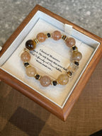 AAPLUS Crystals - Layered Aventurine Tiger Eye Abacus Bracelet with Black Gold Accent