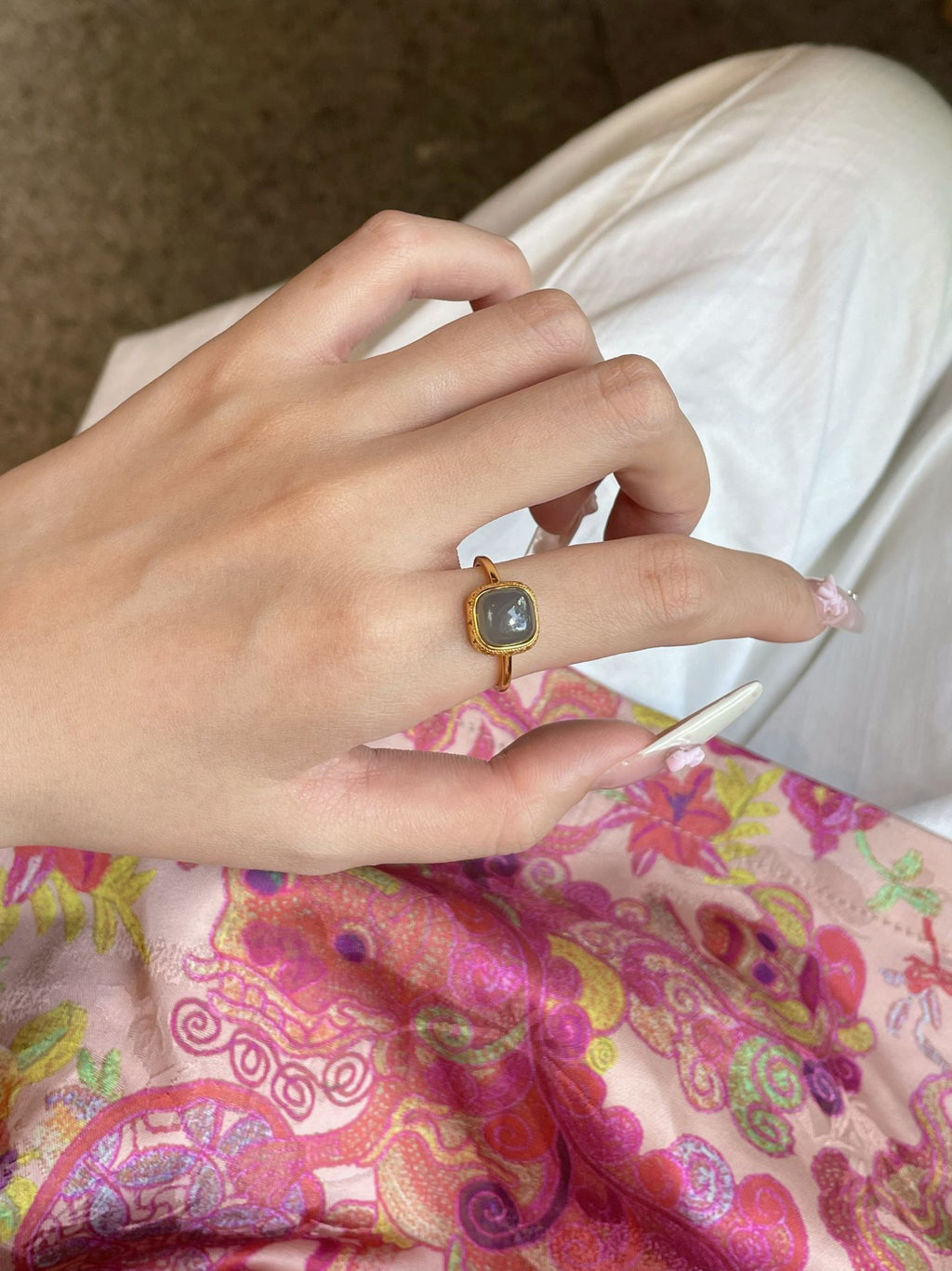 AAPLUS Crystals - Rare Smoke Purple Jade Statement Ring