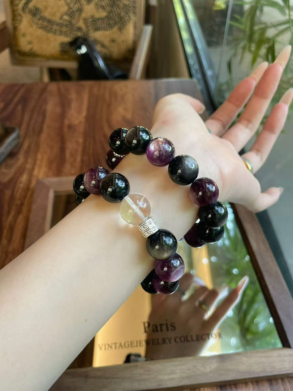 AAPLUS Crystals | Kyanite, Silver Sheen Obsidian & Clear Quartz Bracelet