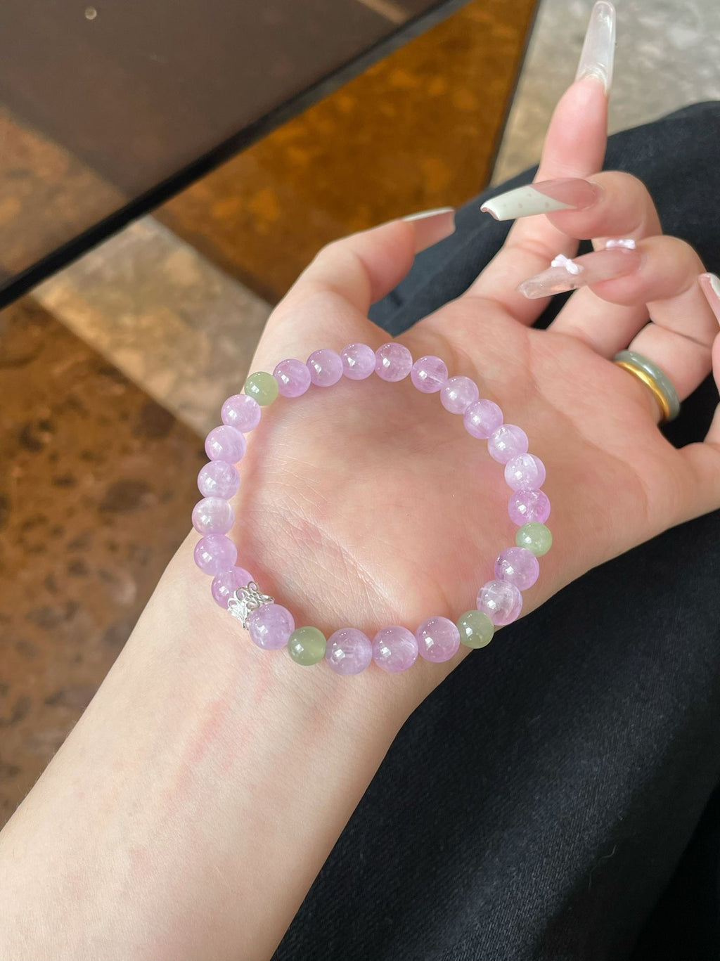 AAPLUS Crystals: Serenity Kunzite and Aqua Jade Bracelet