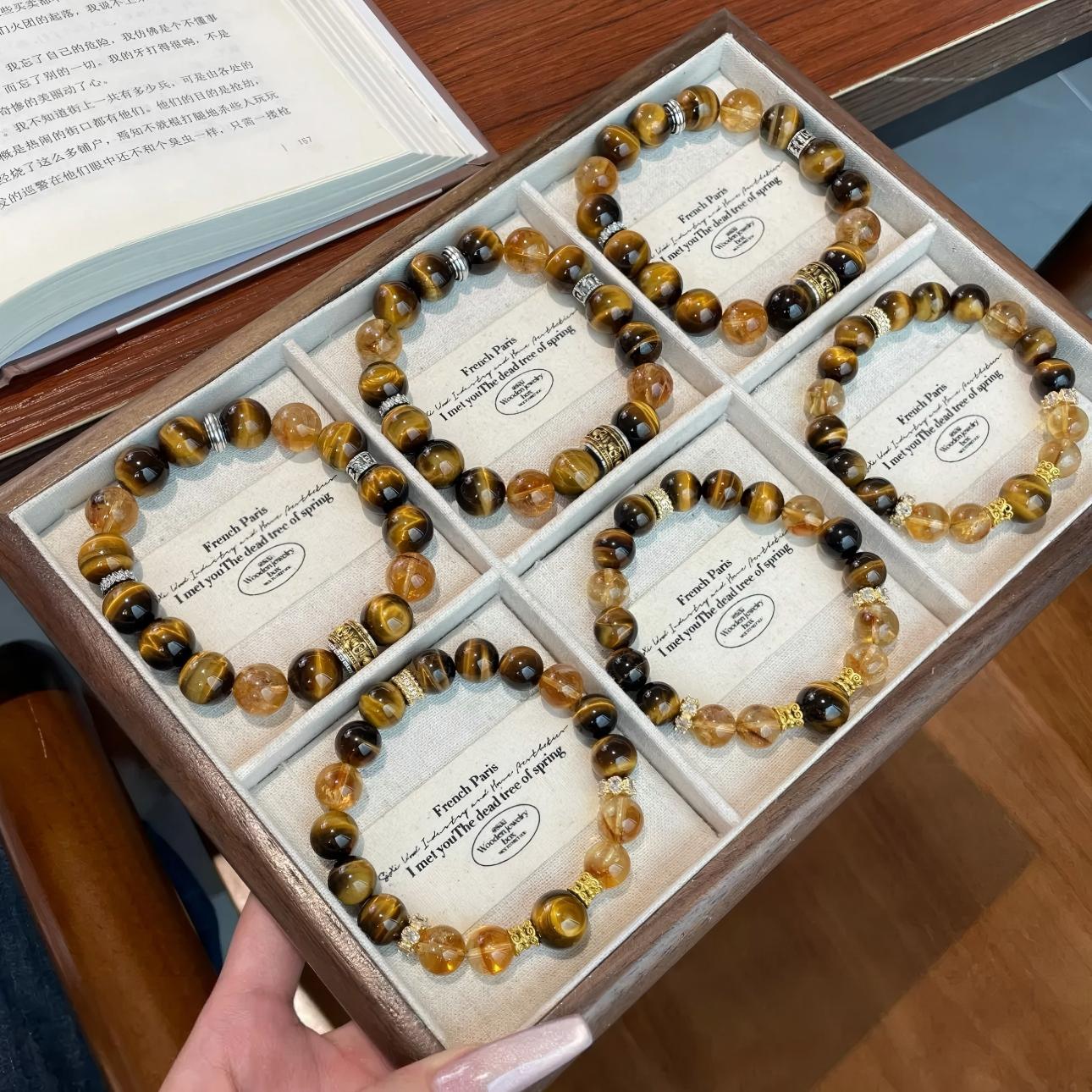 AAPLUS Crystals Yellow Tiger Eye Bracelet for Confidence & Strength