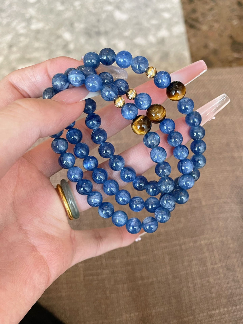 AAPLUS Crystals Kyanite Tiger Eye Bracelet for Balance & Confidence