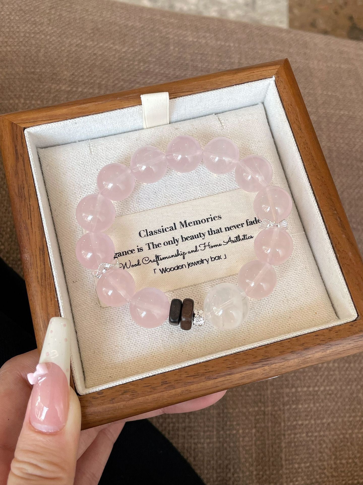 AAPLUS Crystals - Mojo Pink & White Phantom Quartz Healing Bracelet