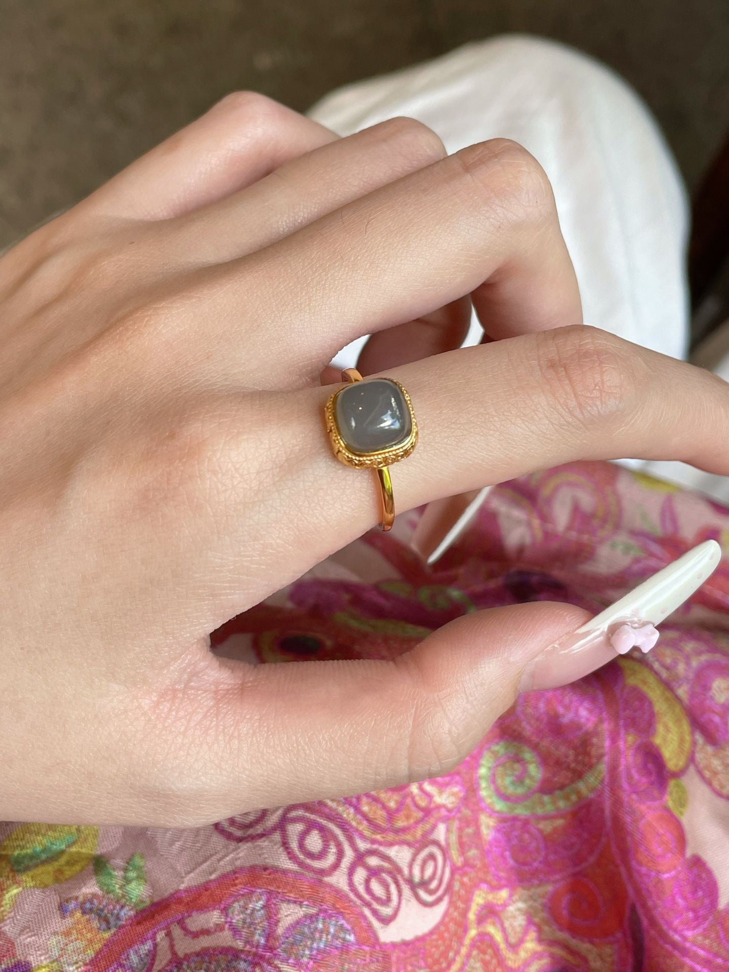 AAPLUS Crystals - Rare Smoke Purple Jade Statement Ring