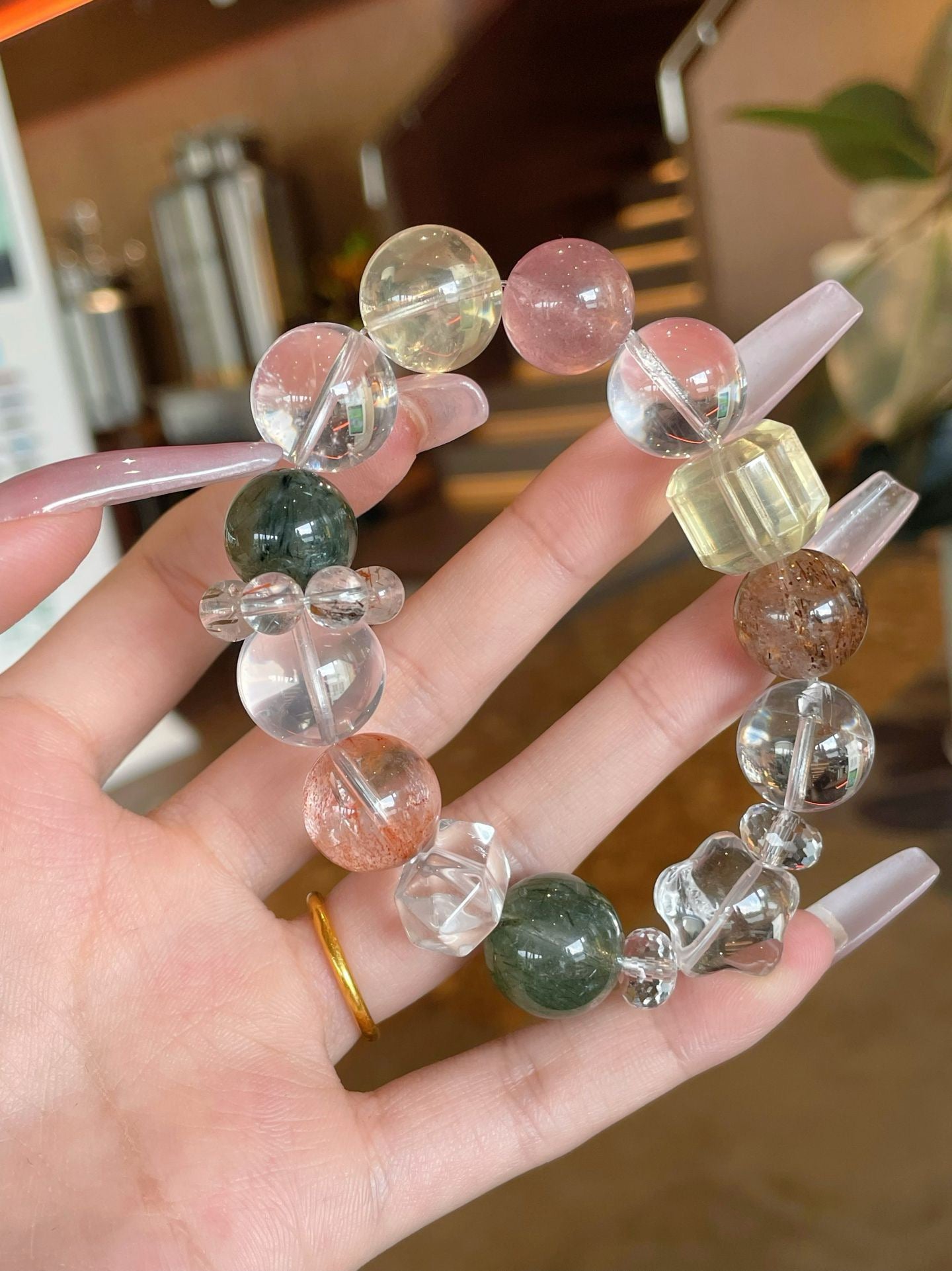 AAPLUS Crystals Natural Stone Beaded Bracelet