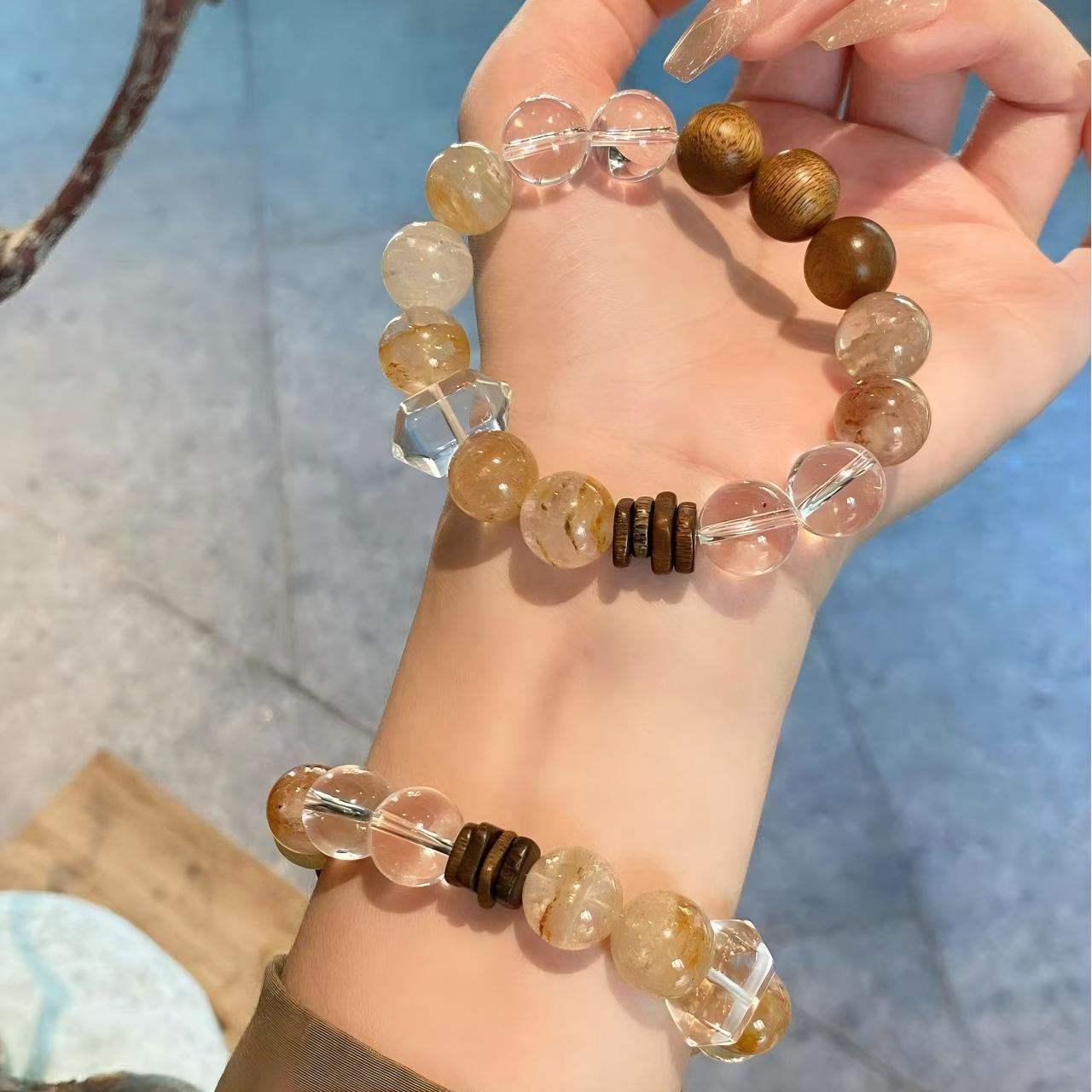 AAPLUS Crystals | Clear Quartz Layered Phantom Agarwood Energy Cleansing Wealth-Attracting Combination