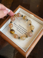 AAPLUS Crystals - Layered Aventurine Tiger Eye Abacus Bracelet with Black Gold Accent