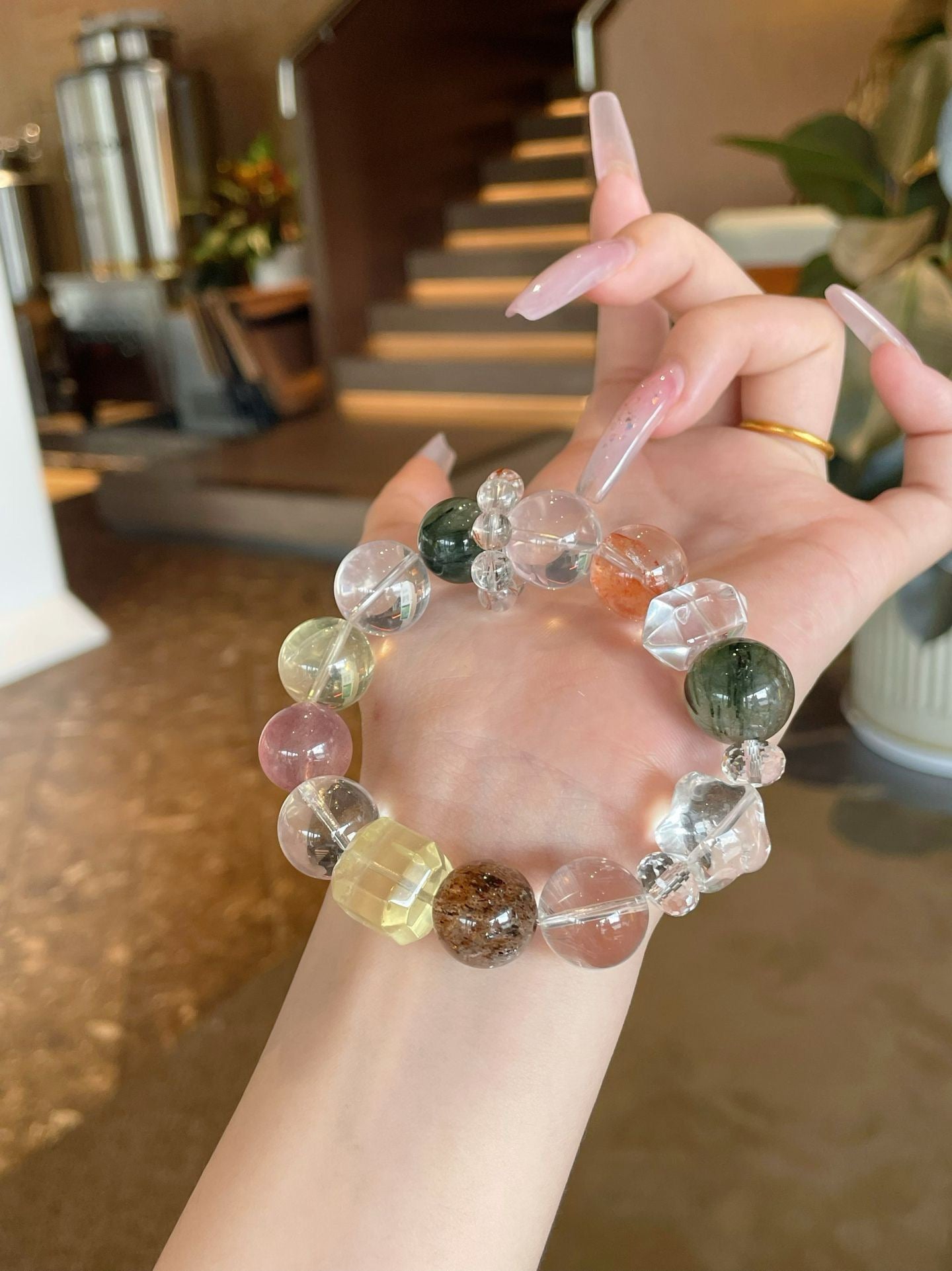 AAPLUS Crystals Natural Stone Beaded Bracelet