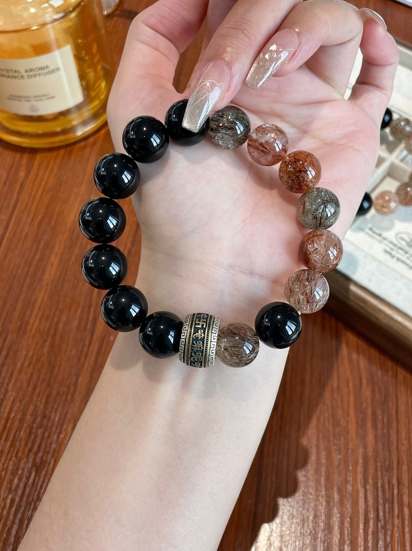 AAPLUS Crystals: Obsidian Protection Black Gold Super Bracelet