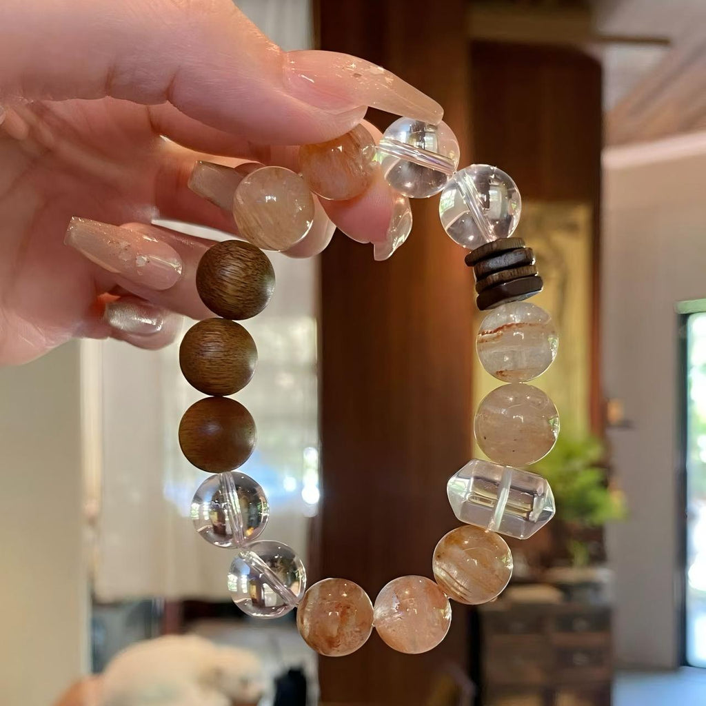 AAPLUS Crystals | Clear Quartz Layered Phantom Agarwood Energy Cleansing Wealth-Attracting Combination