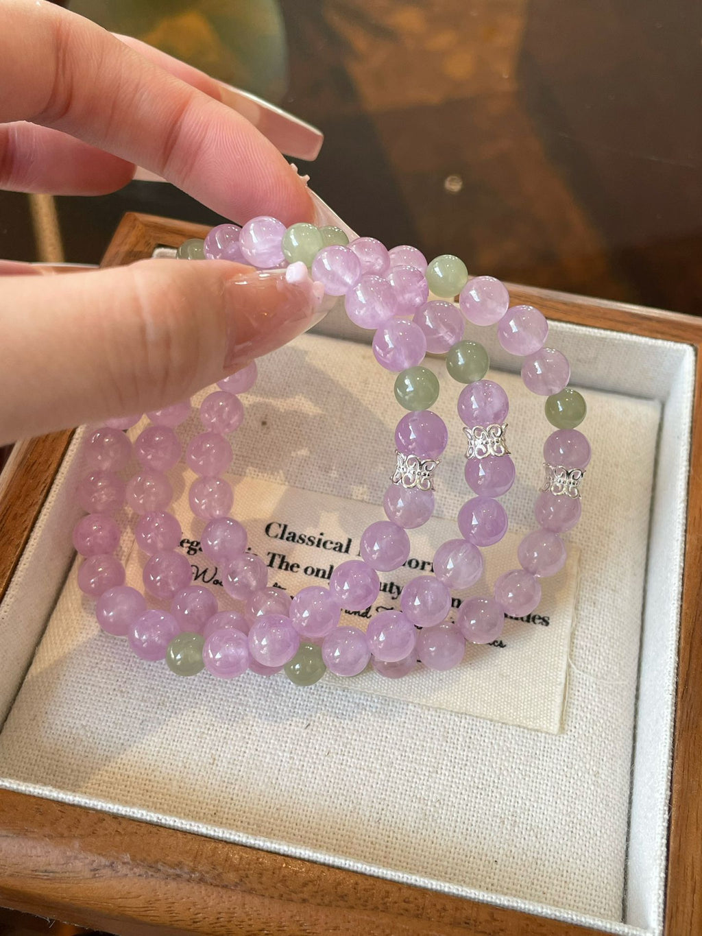 AAPLUS Crystals: Serenity Kunzite and Aqua Jade Bracelet