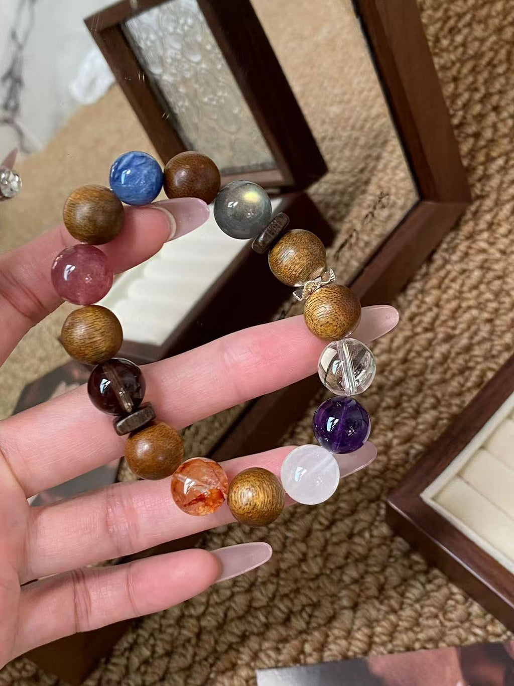 AAPLUS Crystals: Aquarius Aura Protection Bracelet with 9 Healing Stones