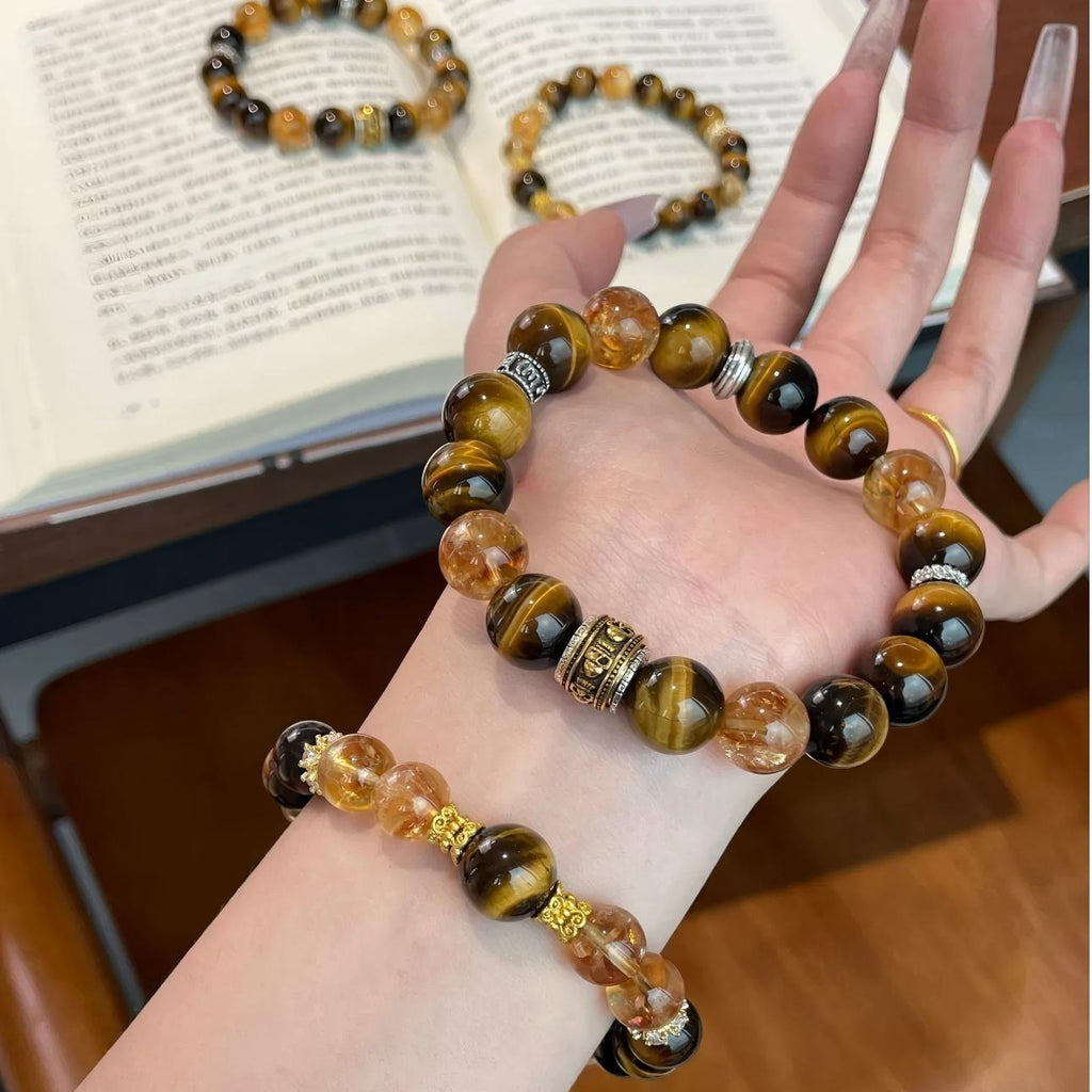 AAPLUS Crystals Yellow Tiger Eye Bracelet for Confidence & Strength